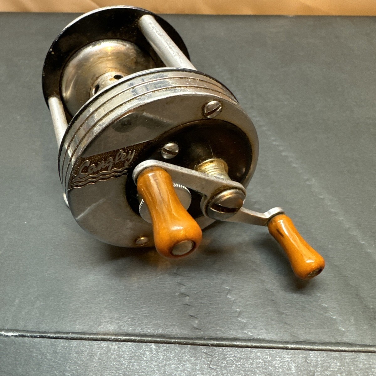 リール Langley LAKECAST MODEL370 Langley Deluxe Lakecast Model 370 Antique Reel - Fin & Flame
