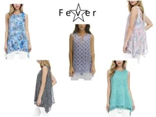 NEW Fever Womens Double Layer Sleeveless Blouse 