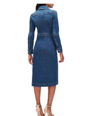 knee length dresses for ladies Dress Casual Midi By 7 For All Mankind In Blue Denim, Size:Xs