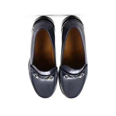 Authentic Gucci Jordaan Horsebit-Embellis Men\'s Blue Leather Loafers OG Box Gucci Jordaan Horsebit leather loafers in blue - Gucci  main image 3