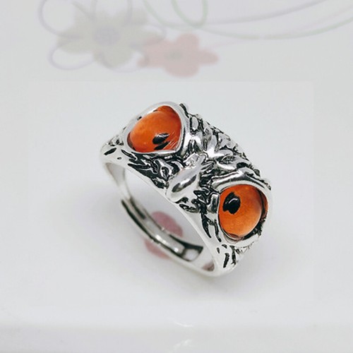 Owl Devil's Eye Ring Vintage Creativity Exaggerated Animal Adjustable Opening - Picture 14 of 22