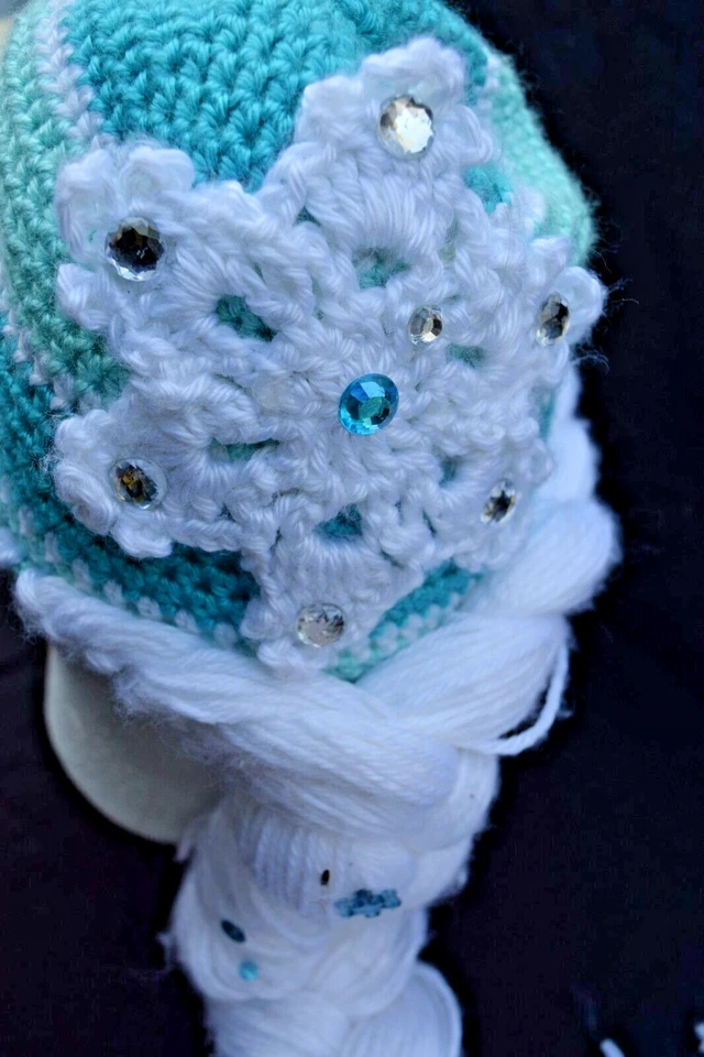 Disney Frozen Elsa Niños Hecho a Mano Crochet Trenzado Peluca Sombrero Foto 2 de 4