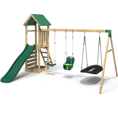 Rebo Adventure Playset Wooden Climbing Frame Swing Set and Slide Snowdon - Picture 2 of 8