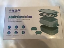 Adult Bento Box Jelife 3 Layers 2 Sm Covered Bowls, Utencils, 2130 ml 72 oz