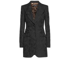 Dolce & Gabbana Black Floral Jacquard Jacket Blazer Coat Pockets 38it Uk6 Xs