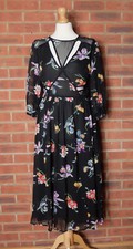 Asos Black Floral Cut Out Dress UK 10