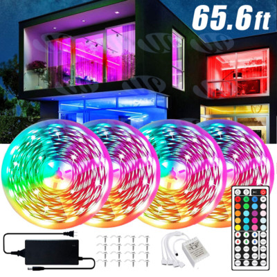 65ft 50ft LED Strip Lights 5050 RGB Color Change Remote for Rooms Bar Waterproof