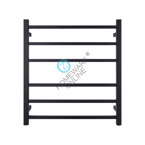 Stainless Steel Electric Heated Towel Rail Rack Ladder Warmer 6 Square Bar Black - Picture 5 of 12
