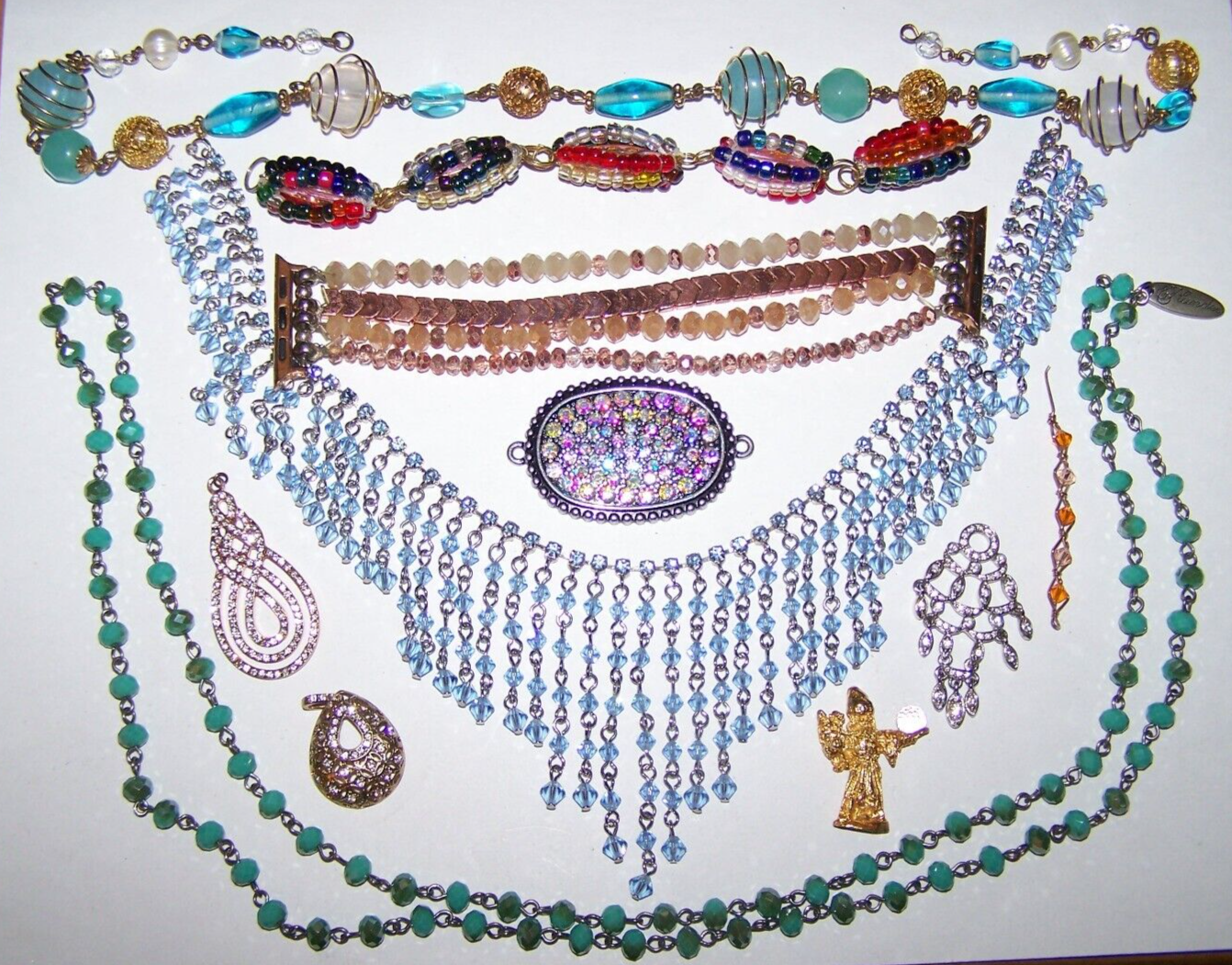 VTG~Mod Jewelry Parts Pieces Craft Re~Purpose Jewelry Art All Glass Crystal