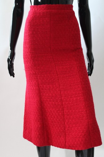 Vintage CHANEL BOUTIQUE Red Tweed Jacket Skirt Suit Set Size 44 - Picture 12 of 15