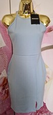 NEW DEFECT BABY BLUE STRETCH MISSGUIDED SEXY MIDI SIDE LADIES DRESS SIZE 8 EU 36