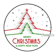 30 MERRY CHRISTMAS ENVELOPE SEALS LABELS STICKERS 1.5" ROUND HAPPY NEW YEAR