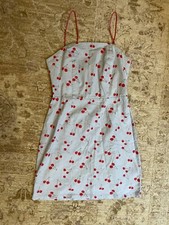 Urban Outfitters Cherry Print Spaghetti Strap Mini Dress Size 2 NWT Retail $49