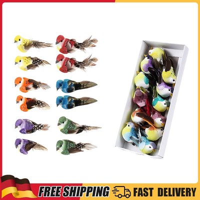 12pcs Mini Sparrow Clip on Ornaments Mini Artificial Foam Bird for DIY Crafts