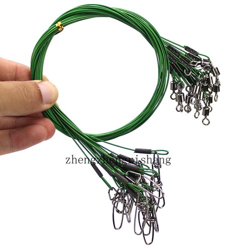 Fishing Wire Leader Line 7X Steel Fishing Leaders with Swivels Snaps 19.7"/150LB - Afbeelding 9 van 14