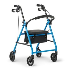 Medline Guardian Basic Steel Rollator Walker w/ 6  Wheels Light Blue Adjustable