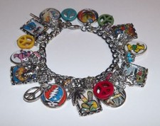 Grateful Dead Jerry Garcia Charm Bracelet Hand Crafted Glass Dome
