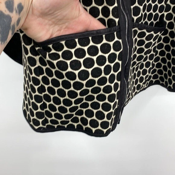 Chaqueta Poncho Zoe Michael Phillips Lunares Mujer Mediana Negra Crema Cremallera Completa Foto 4 de 4