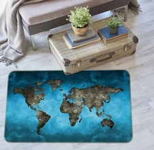 3DBlue Texture ZHU208 World Map Non Slip Rug Mat Elegant Photo Carpet Amy