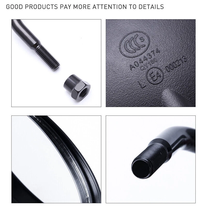 For Kawasaki KLR650 KLR 250 650 4" Rearview Round Side Mirrors Long Stem Black ` - Image 3 of 4