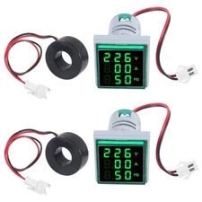 2PCS 22mm Voltmeter Ammeter 3 in 1 Current Voltage Hertz Meters AC60-500V 0-100A