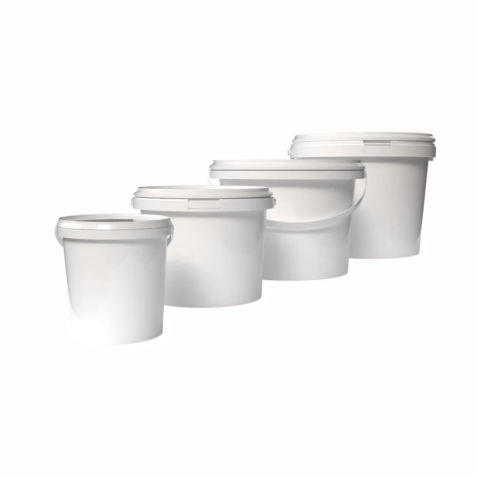 FIXEDBYU Eimer mit Deckel Lebensmittelecht Luftdicht Weiß Rund 1l 1,5l 2l 4l