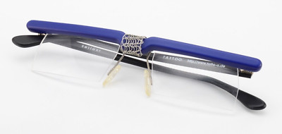TATTOO Brille Seilakt 90s Vintage Konzept Art Bohrbrille Balken Königsblau RARE