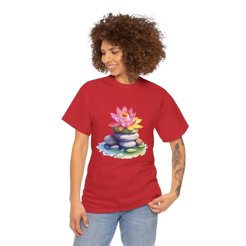 Retro Yoga Zen Lotus Flower T-Shirt - Black & White Flower Tee for Minimalists - Picture 83 of 85