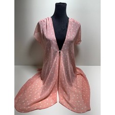 Oscar De La Renta Pink Label Women s Sheer Pink White Polka Dot Mini Robe Sz M