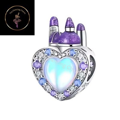   Lila Prinzessin Mondstein Schloss Bead Charm S925 Echt Sterling Silber  
