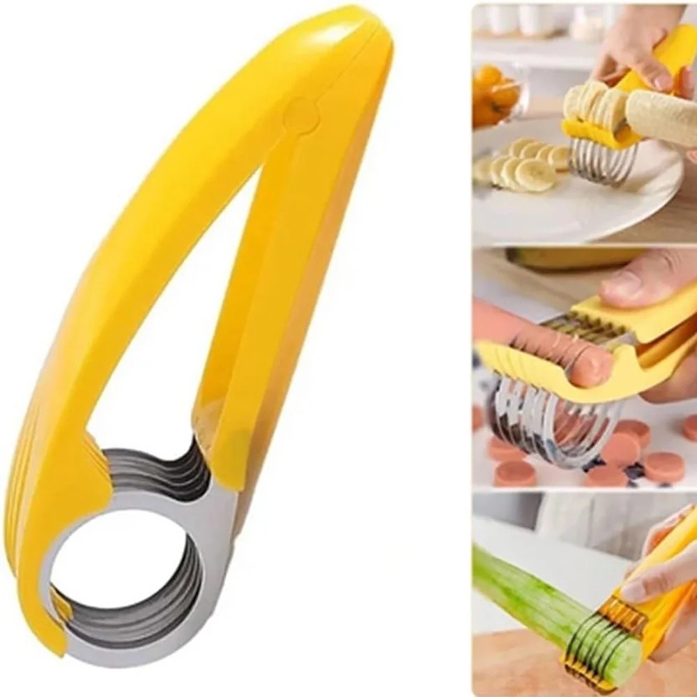 2Pcs Banana Slicer Fruit Knife Veggie Cutter Kitchen Bar Tool Stainless Steel
