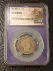 1915 25C NGC GENUINE Barber Quarter - US COIN 90% SILVER LQQK
