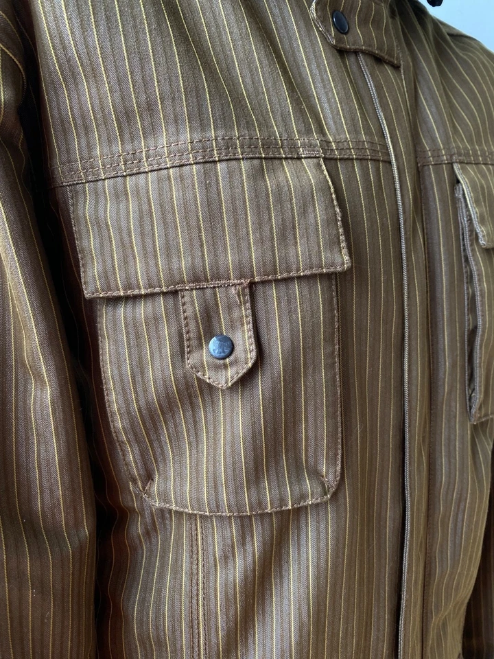 ORAGE Gallery Snowsuit brown pinstripe with faux fur collar Unisex Size M, EXCD - Image 3 of 4