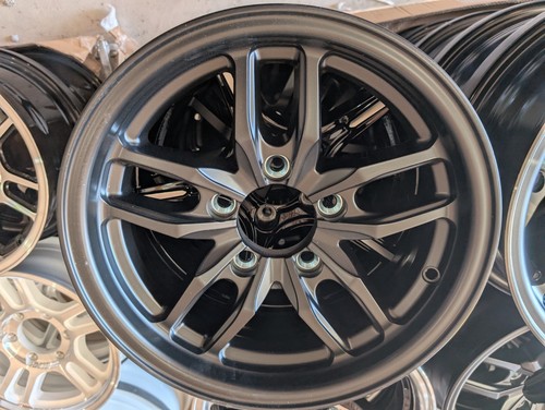 SINGLE 14" X 5" 5 LUG ON 4.5 ALUMINUM TRAILER WHEEL -Black MATTE