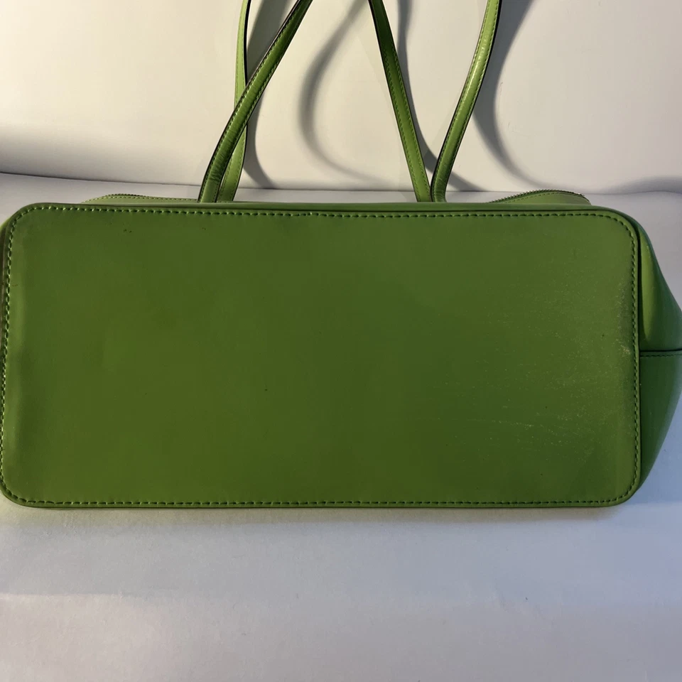 Kate Spade Large Leather Tote/Purse Lime Green with Strawberry Charm - Image 3 of 4