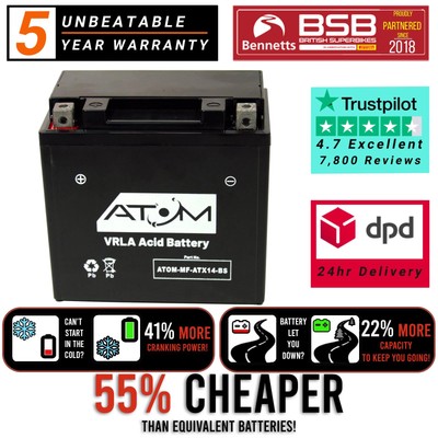 YTX14-BS Atom AGM Motorradbatterie 12V für Cagiva Canyon 500 1998-2002