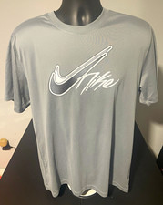 Nike Dri-FIT Men's Gray Graphic Logo Crew Neck Short Sleeve T-Shirt Size L
