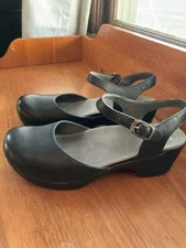 Dansko 41 Size 10.5/11 Sam Mary Jane Black Leather  Whimsygoth Chunky Grunge