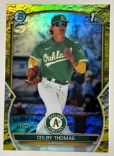 2023 BOWMAN COLBY THOMAS 1st BOWMAN CHROME YELLOW LUNAR CRATER #'d /75 OAKLAND