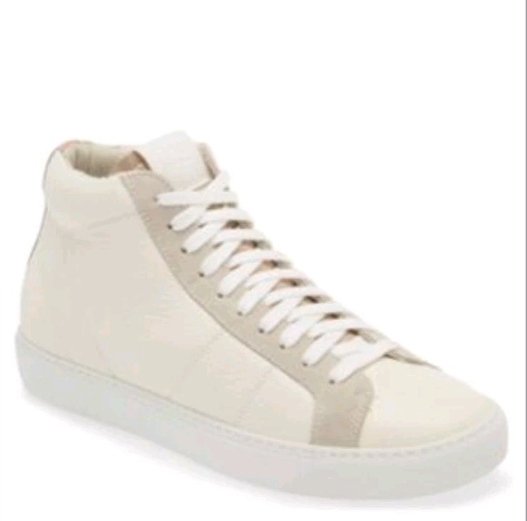 Zapatilla deportiva alta P448 Star blanca beige claro cuero rosa encaje EU 42 US 10