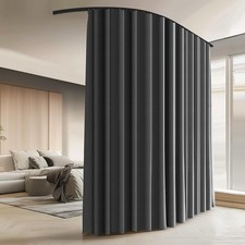 Room Divider Curtains with Ceiling Curtain Track Set W 6  H 7 FT Deak-Grey