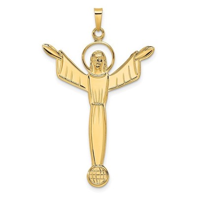 14k Yellow Gold Polished Solid Risen Christ Pendant XR1903