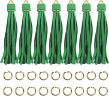Leather Tassels for Beaded Bracelet Keychain Wristlet 12Pcs 4.3Inch Green Faux L
