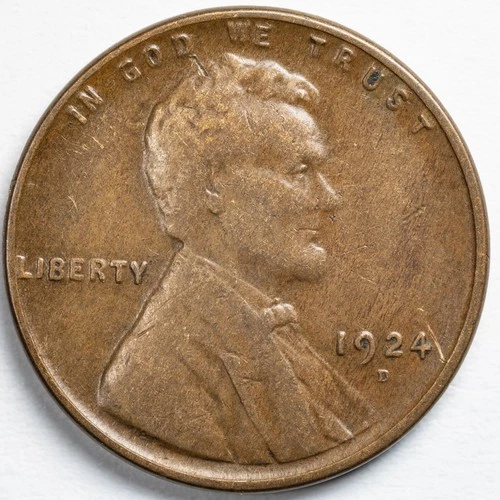 1924-D Lincoln Wheat Penny Cent Denver Mint Very Fine (VF)