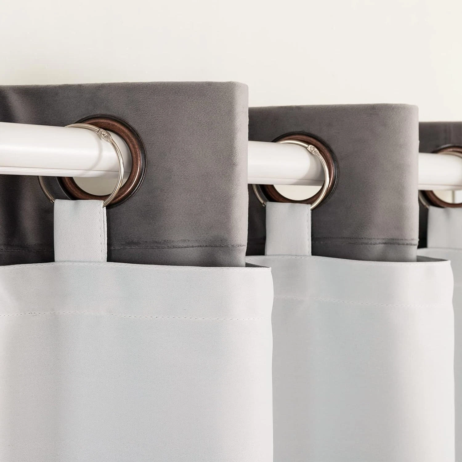 Blackout Curtain Liner Panels for Your Drapes - Set of 2 - Lock Rings 92" x 50"