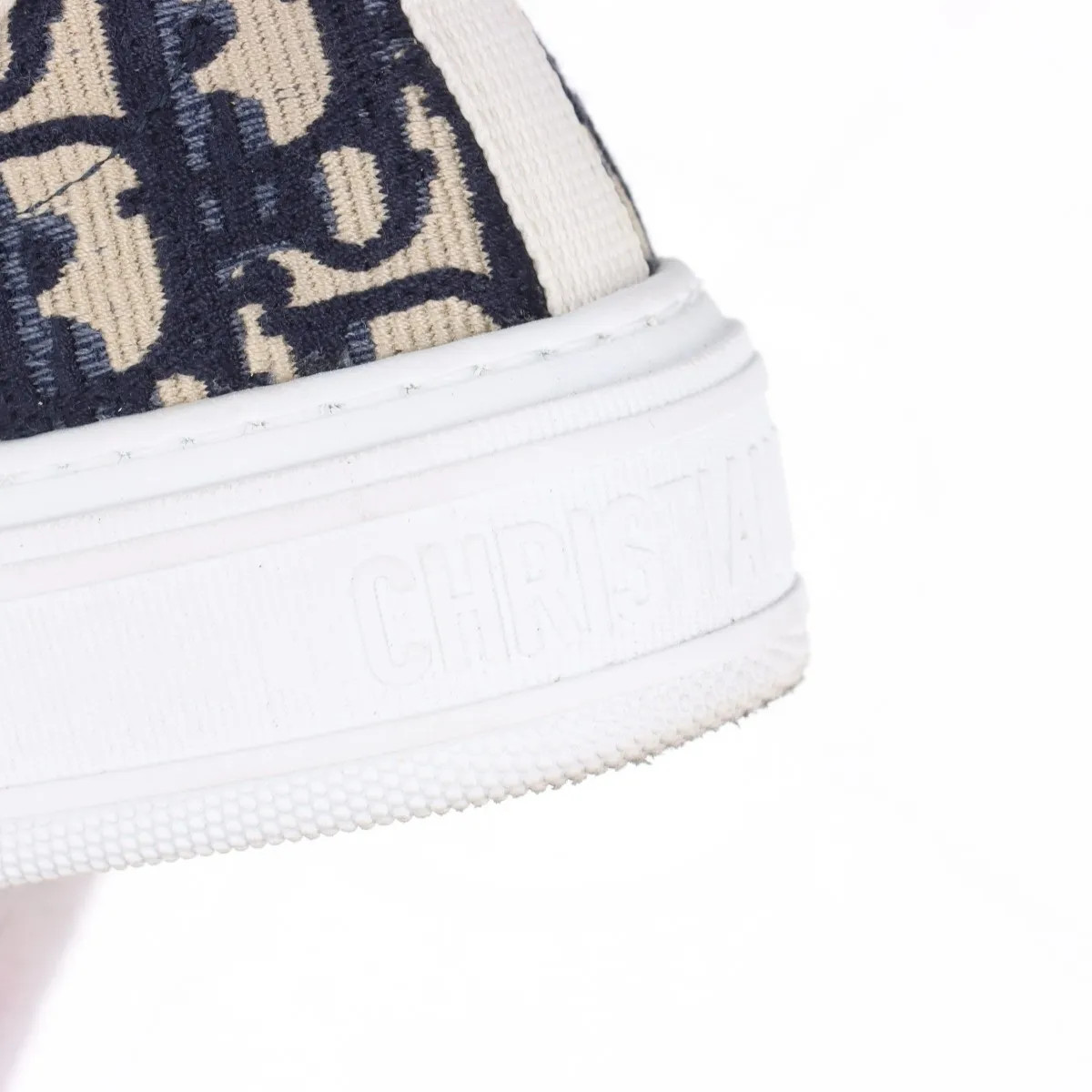 Christian Dior Dior Solar Leather x fabric Slip-on 34.5 Ladies' Beige x navy Obl thumbnail 11