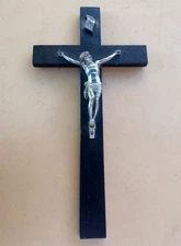 Très beau crucifix Napoléon III en bois noirci - XIXe siècle - Hauteur : 40 cm