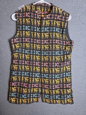 Handmade Donkey Cactus Print Vest Womens Large Southwestern Cowgirl Aztec