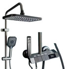 Colonne de douche thermostatique LED gris mat pluie + douchette 4 modes