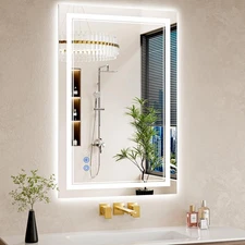 24X36 LED Bathroom Mirror with Lights, Anti-Fog, Backlit + Front Lit, Dimmabl...